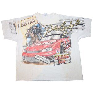 Vintage 1999 Dale Earnhardt Jr Wanted Outlaw Young Gun NASCAR T-Shirt XXL AOP